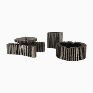 Brutalist Smoking Kit and Candleholder by Willy Ceysens, 1960s, Set of 3