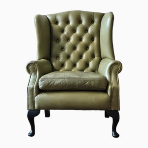Vintage Chesterfield Sessel in Grün