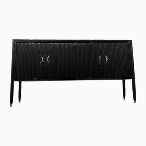 Enfilade Mid-Century Laquée Noir par Osvaldo Borsani, Italie, 1950s