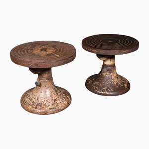 Ruedas inglesas de cerámica, década de 1890. Juego de 2