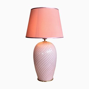 Grande Lampe de Bureau Mid-Century en Verre de Murano Rose, Italie, 1970s