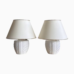 Art Deco White Ceramic Table Lamp, 1980s