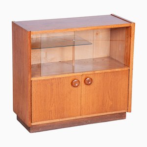 Mid-Century Bookcase in Oak & Glass attributed to Up Závody, Czech, 1950s