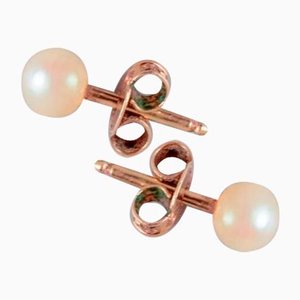 Swedish Ear Studs in 18 Karat Gold with Cultured Pearls, Set of 2