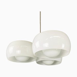 Italian Glass & Brass Triclinio Ceiling Light attributed to Vico Magistretti for Artemide, 1970s