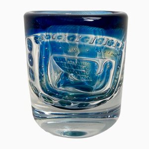 Vaso Girl with Dove Ariel in vetro di Edvin Öhrström per Orrefors, Svezia, anni '50