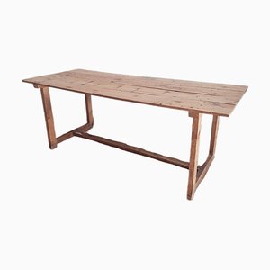 Rustic Farmhouse Worktable in Stripped Pine, Early 20th Century