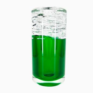 Grüne Whirlpool Vase aus Glas von Frantisek Vizner, 1960er