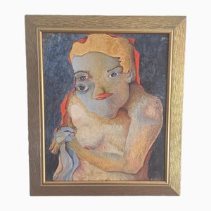 Surrealist School Artist, Oneiric Portrait, 1967, Oil on Canvas, Framed