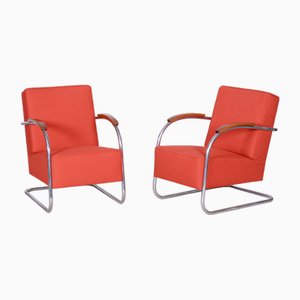 Set of Vintage Bauhaus Armchairs in Chrome from Mücke Melder, 1930s
