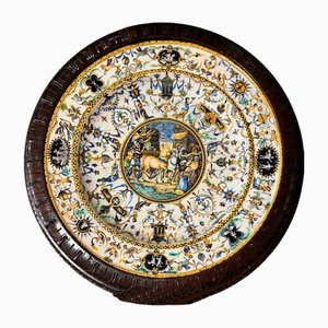 Grande Assiette en Porcelaine de Cantagalli, Italie, 19ème Siècle
