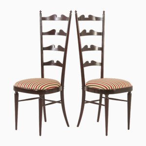 Vintage Chiavari Stühle mit hoher Leiterlehne von Paolo Buffa, 1970er, 2er Set