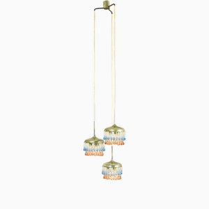 Lámpara colgante italiana de metal cromado y vidrio de Stilnovo, años 60