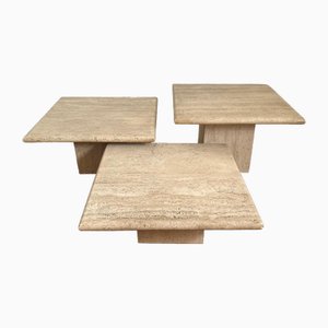 Mid-Century Italian Travertine Nesting Tables, Set of 3