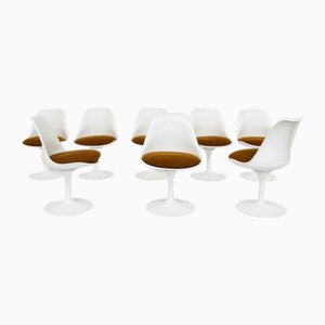 Tulip Chairs with Raw Wool Fabrick by Eero Saarinen for Knoll International, 1960, Set of 8