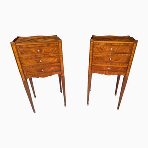 Louis XV Style Bedside Tables in Rosewood Marquetry, 1920s, Set of 2