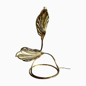 Brass Rhubarb Double Leaves Table Lamp by Tommaso Barbi for G&g Studio E Designo, 1960s