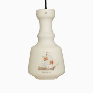 Vintage Caravel Opaline Glass Pendant, 1960s