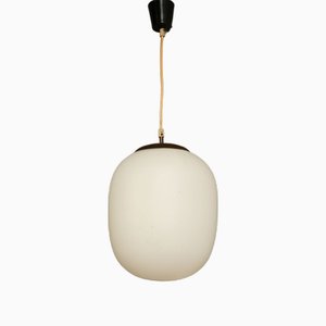 Vintage Pendant in White Opaline Glass from Stilnovo, 1960s
