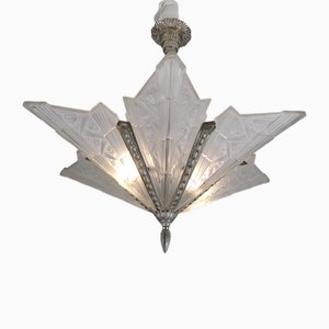 Art Deco Kronleuchter aus vernickelter Bronze, Paris, 1920er
