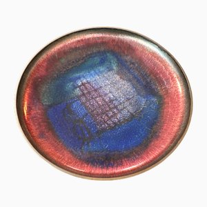 Vintage Enameled Copper Bowl by Hakon Bjornstad, 1950s
