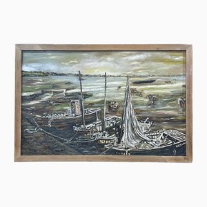 The Mouth of the Vilaine at Billiers (Morbihan 56), Oil on Panel, Framed