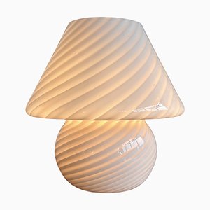 Cream Pink Swirl Mushroom Murano Glass Table Lamp, 1970s