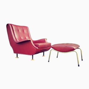 Vintage Regent Armchair and Stool by Marco Zanuso for Arflex