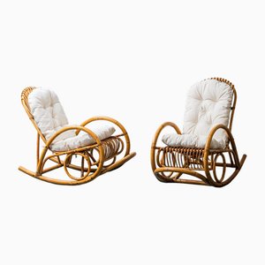 Set of Bamboo Rocking Chairs by Dirk Van Sliedregt for Rohe Noordwolde, 1970s