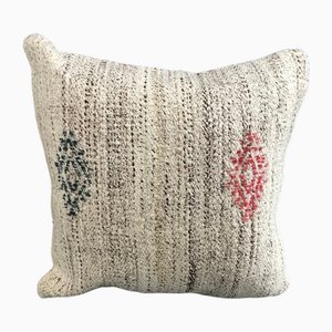 Vintage White Neutral Handmade Cushion Cover, 1960s