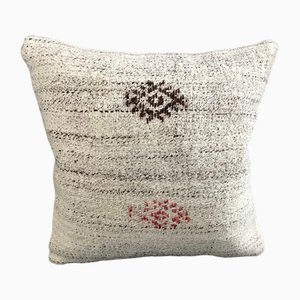 Turkish White Neutral Cushion Cover, 1960s