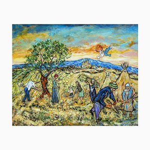 Yvan Philmer, The Harvests, 21st Century, Oil & Acrylic on Canvas