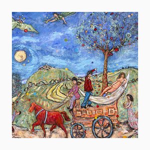 Yvan Philmer, Moon Festival Procession, 21st Century, Oil & Acrylic on Canvas