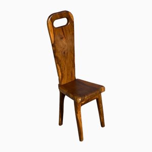 Sculptural High-Back Chair in Olive Wood, France, 1960s