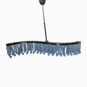 Lustre Wave Vintage en Laiton Plaqué Nickel, 1980s