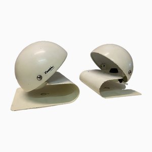 Lampade da parete Bugia Mid-Century bianche di Giuseppe Cormio per Guzzini, anni '70, set di 2