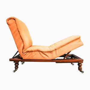 Victorian Adjustable Reading Daybed in Wood and Brass by John Carter of London