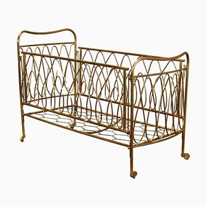 Letto da bambino vintage in ottone, Italia, anni '50