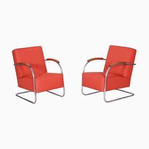 Set of Bauhaus Armchairs in Chrome attributed to Mücke Melder, Czech, 1930s