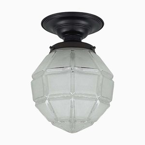 Secessionist Frosted Glass Flush Mount, Austria, 1920s