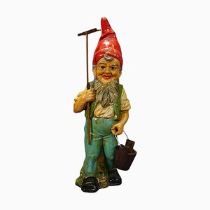Gnomo de jardín Heissner vintage de terracota, Alemania, años 50