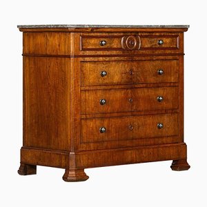 19th Century French Walnut Marble Commode, 1860s