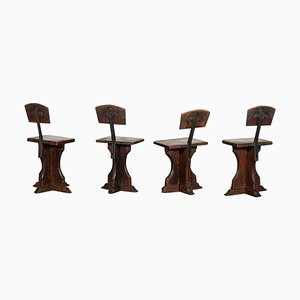 Chaises Ecclésiastiques 19ème Siècle en Pin, Angleterre, 1890s, Set de 4