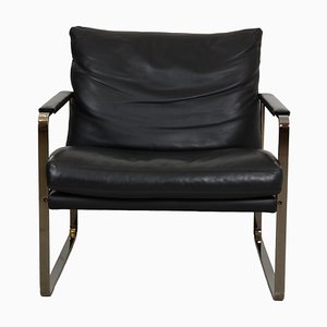 Conversation Chair in Black Leather by Preben Fabricius
