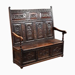 Banc Antique en Chêne Sculpté, 1780