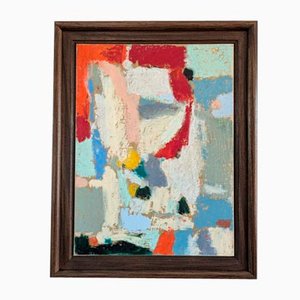 Pensamientos rojos, años 50, pintura al óleo, enmarcado