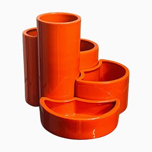Centro de mesa de cerámica naranja de Gabbianelli, años 70