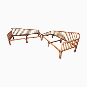 Set of Curved Bamboo Loungers, Italy, 1960s