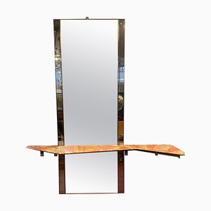 Large Vintage Mirror with Red Marble Console, 1960s