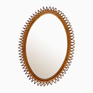 Rattan Mirror, Italy, 1960s